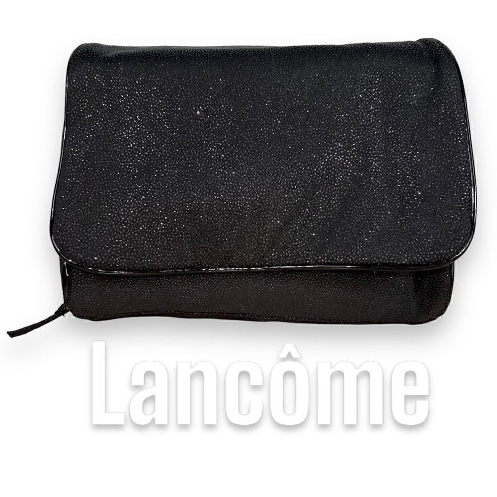 Lancôme, Black Glitter Make up Cosmetics Travel Pouch Zip Top & Flap Closure